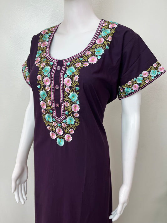 Wine Premium Bizzylizzy Embroidered Nightgown