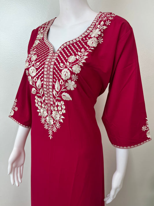 Red Classic Charm Long Sleeves Bizzylizzy Nighty
