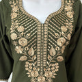 Bottle Green Delicate Embroidery 3/4th Bizzylizzy Nighty