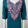 Teal Graceful Bizzylizzy Nightgown with Embroidery