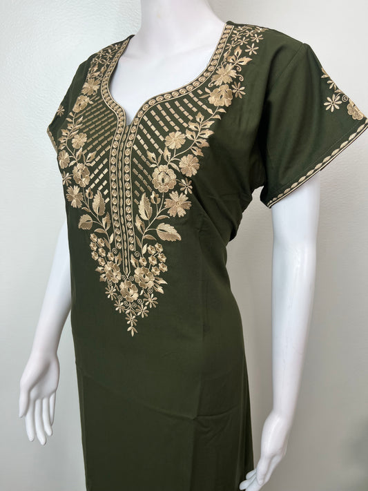 Bottle Green Delicate Embroidery BizzyLizzy Nightgown