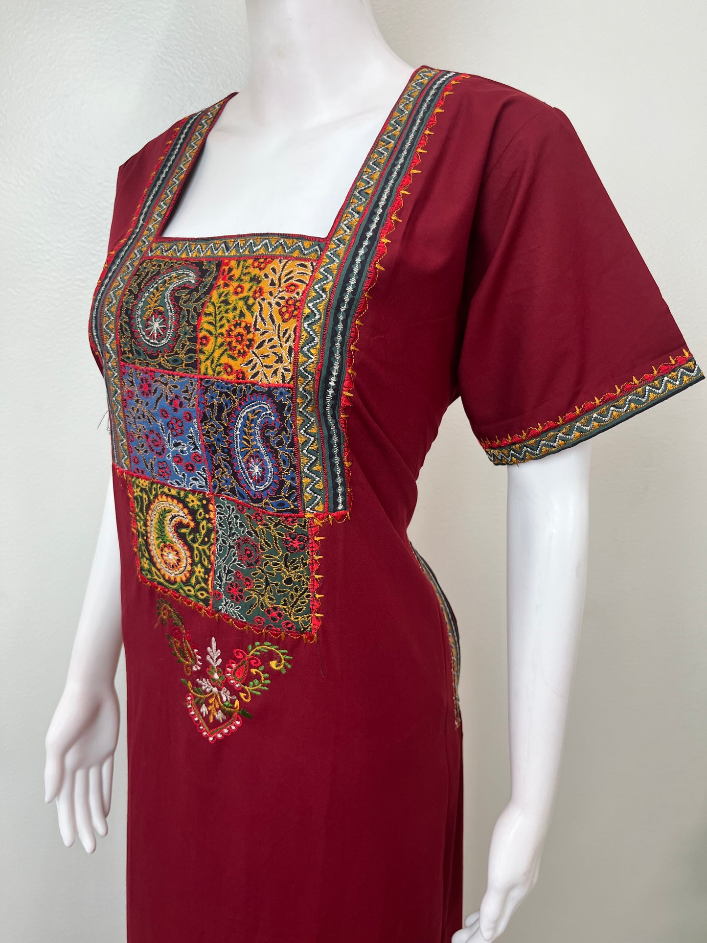 Maroon Delicate Embroidery Bizzylizzy Nighty