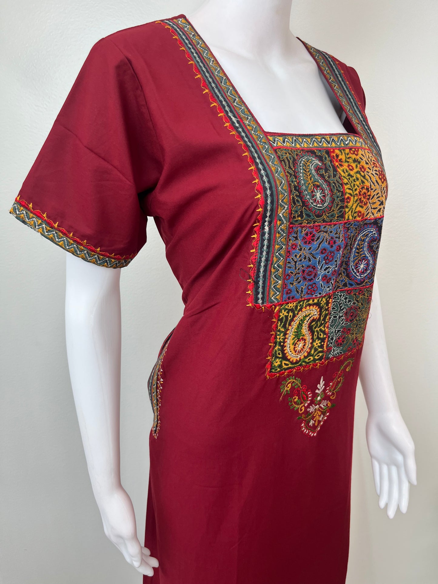 Maroon Delicate Embroidery Bizzylizzy Nighty