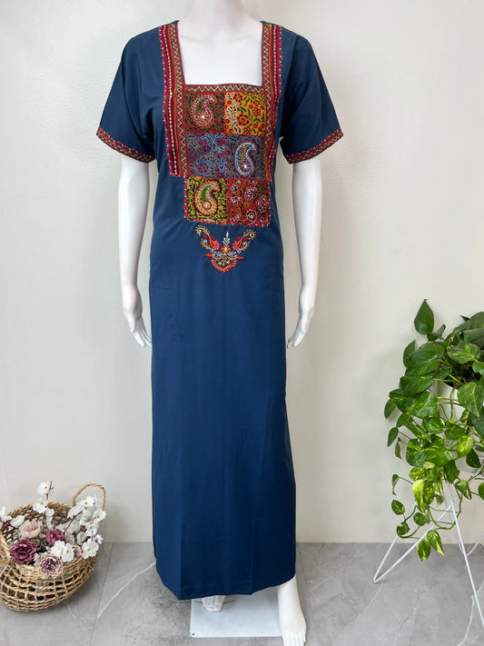 Teal Timeless Embroidered Bizzylizzy Nightgown