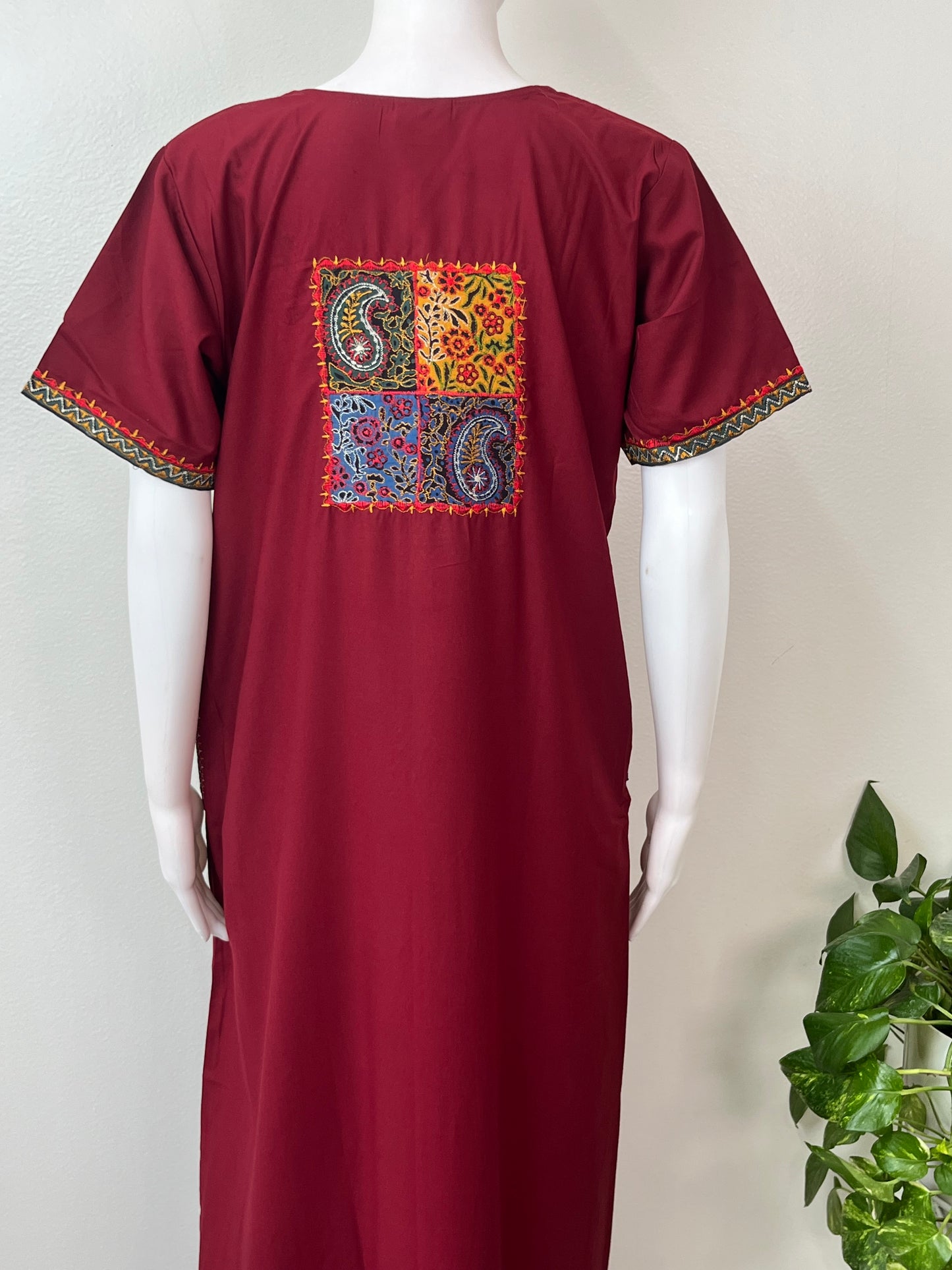 Maroon Delicate Embroidery Bizzylizzy Nighty