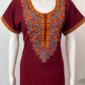 Maroon Delicate Embroidery Bizzylizzy Nighty