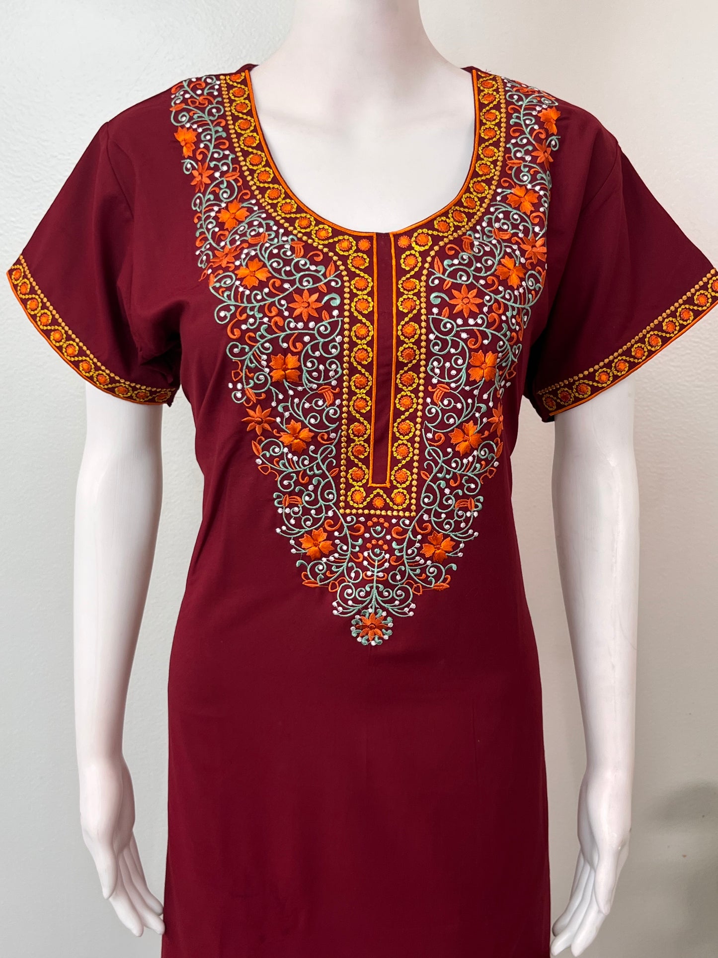 Maroon Delicate Embroidery Bizzylizzy Nighty