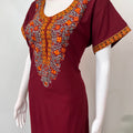 Maroon Delicate Embroidery Bizzylizzy Nighty