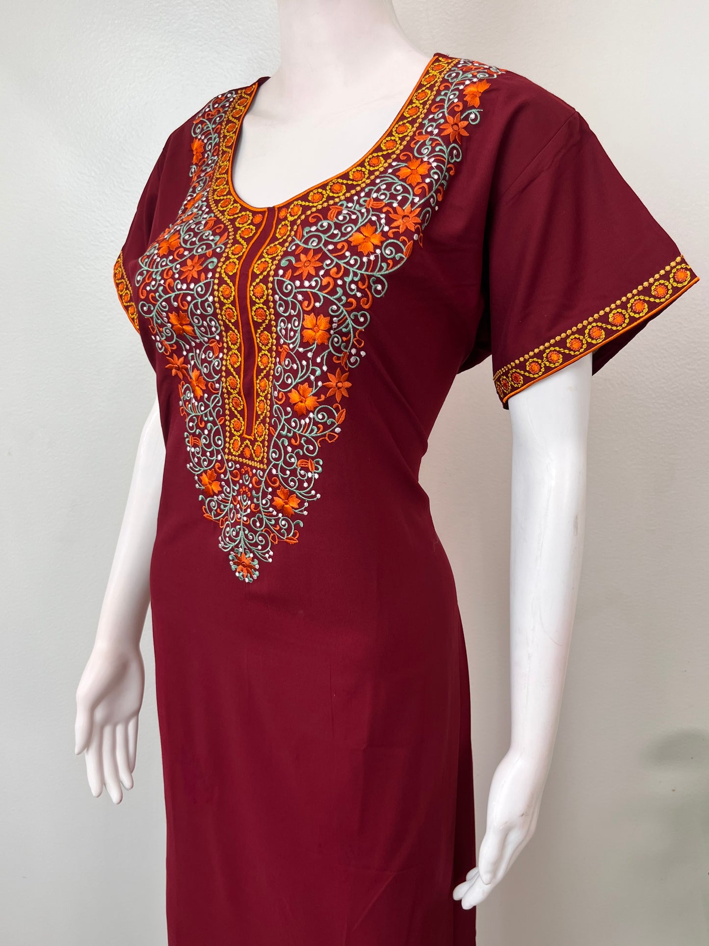 Maroon Delicate Embroidery Bizzylizzy Nighty
