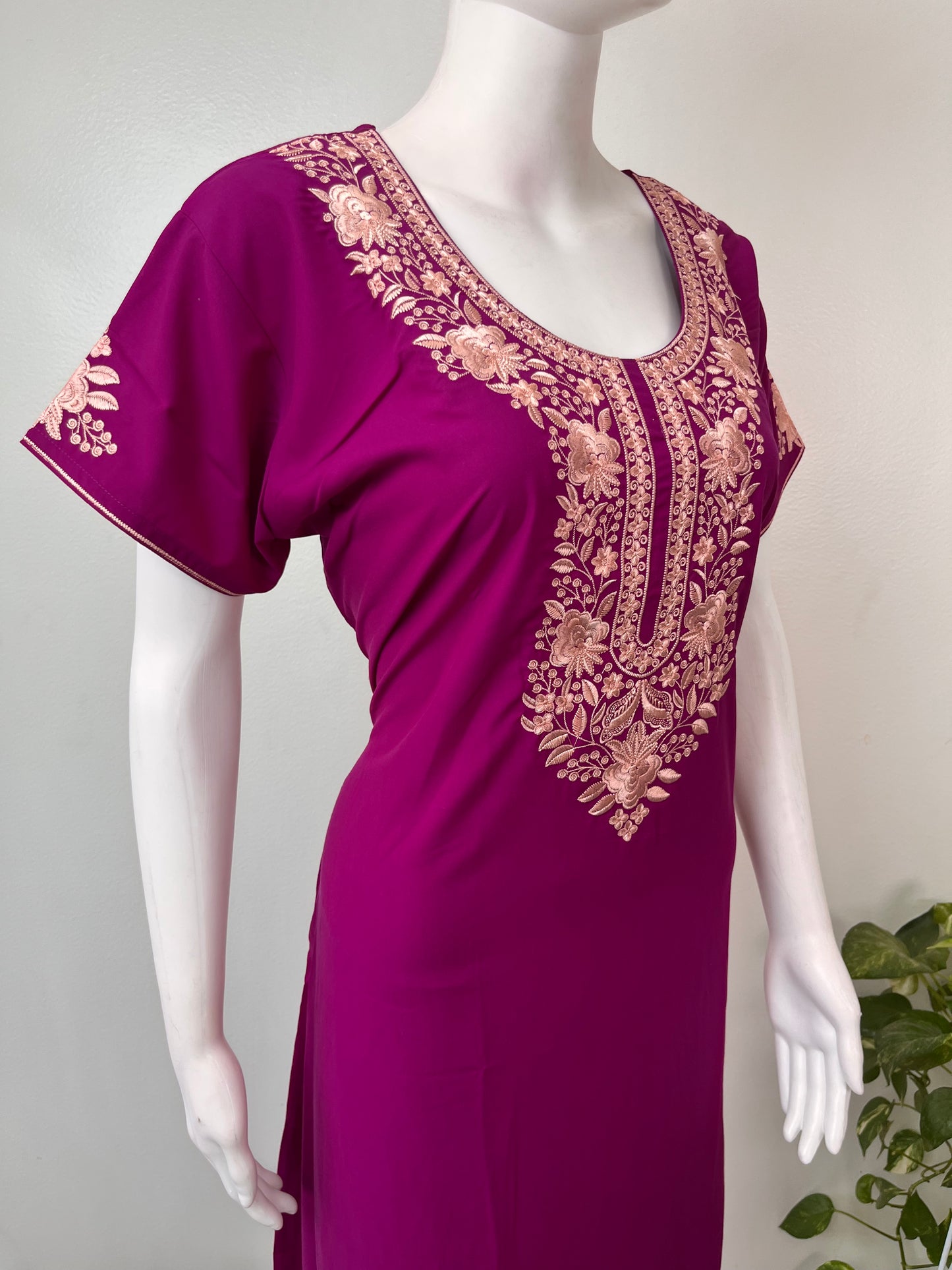 Purple Graceful Bizzylizzy Nightgown with Embroidery