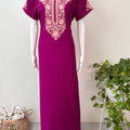 Purple Graceful Bizzylizzy Nightgown with Embroidery