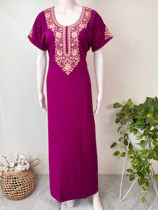 Purple Graceful Bizzylizzy Nightgown with Embroidery