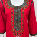 Crimson Graceful Bizzlizzy Nighty with Embroidery