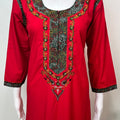 Crimson Graceful Bizzlizzy Nighty with Embroidery