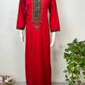 Crimson Graceful Bizzlizzy Nighty with Embroidery