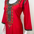 Crimson Graceful Bizzlizzy Nighty with Embroidery