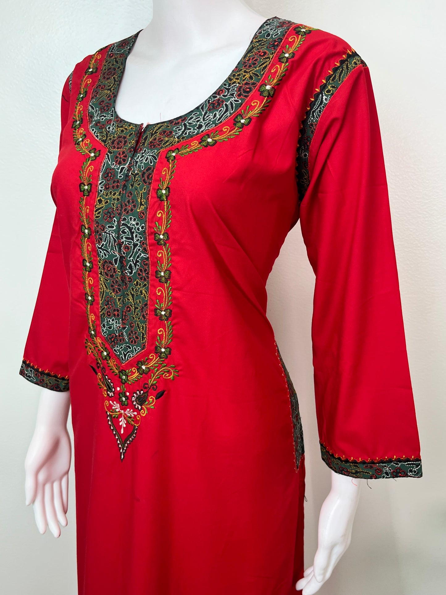 Crimson Graceful Bizzlizzy Nighty with Embroidery