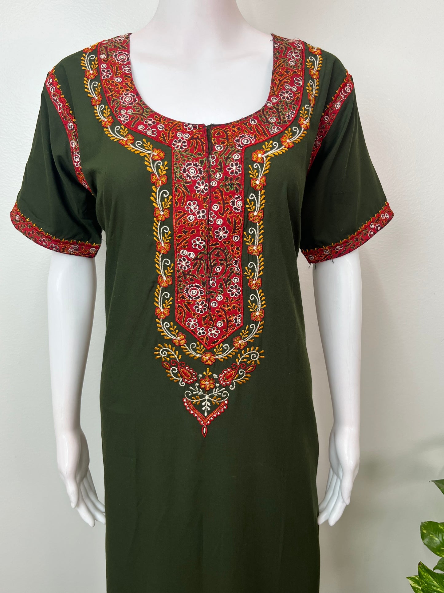 Bottle Green Premium Bizzylizzy Embroidered Nightgown