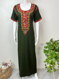 Bottle Green Premium Bizzylizzy Embroidered Nightgown