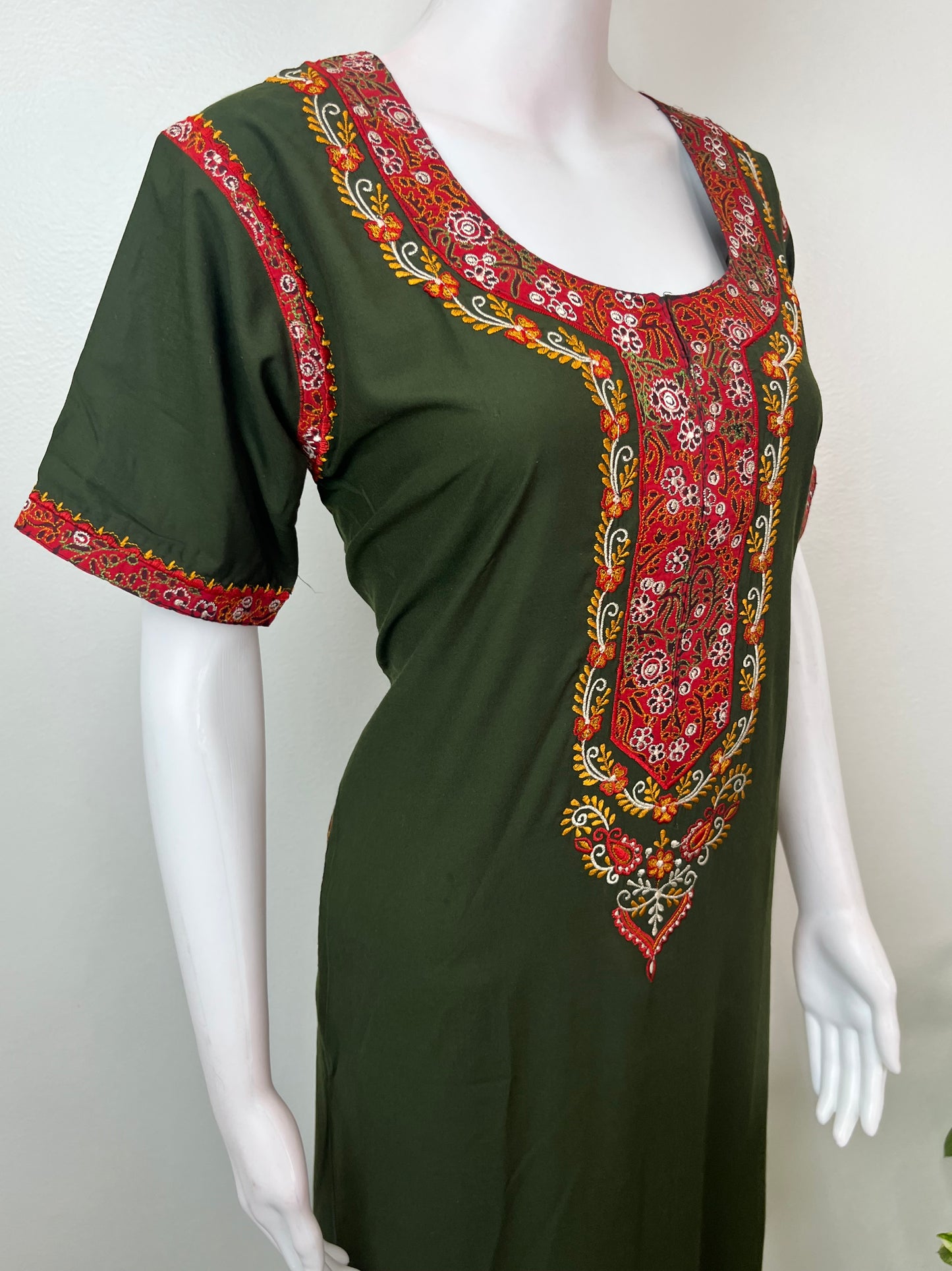 Bottle Green Premium Bizzylizzy Embroidered Nightgown