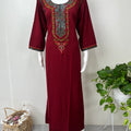 Maroon Classic Charm Bizzylizzy Nighty with 3/4 Sleeves