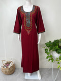 Maroon Classic Charm Bizzylizzy Nighty with 3/4 Sleeves