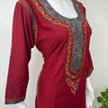 Maroon Classic Charm Bizzylizzy Nighty with 3/4 Sleeves