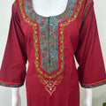 Maroon Classic Charm Bizzylizzy Nighty with 3/4 Sleeves
