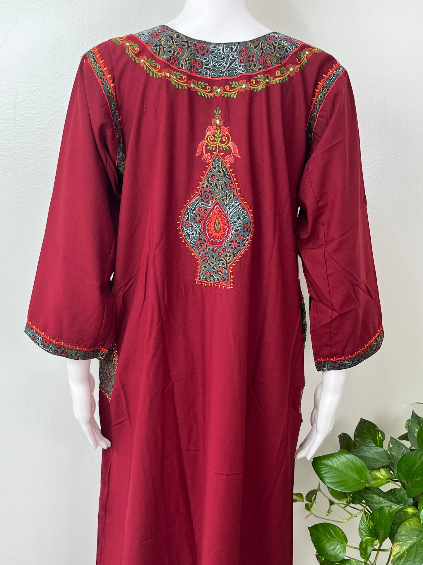 Maroon Classic Charm Bizzylizzy Nighty with 3/4 Sleeves