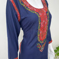 Navy Blue Elegant Comfort Bizzylizzy Nighty with 3/4th Sleeves