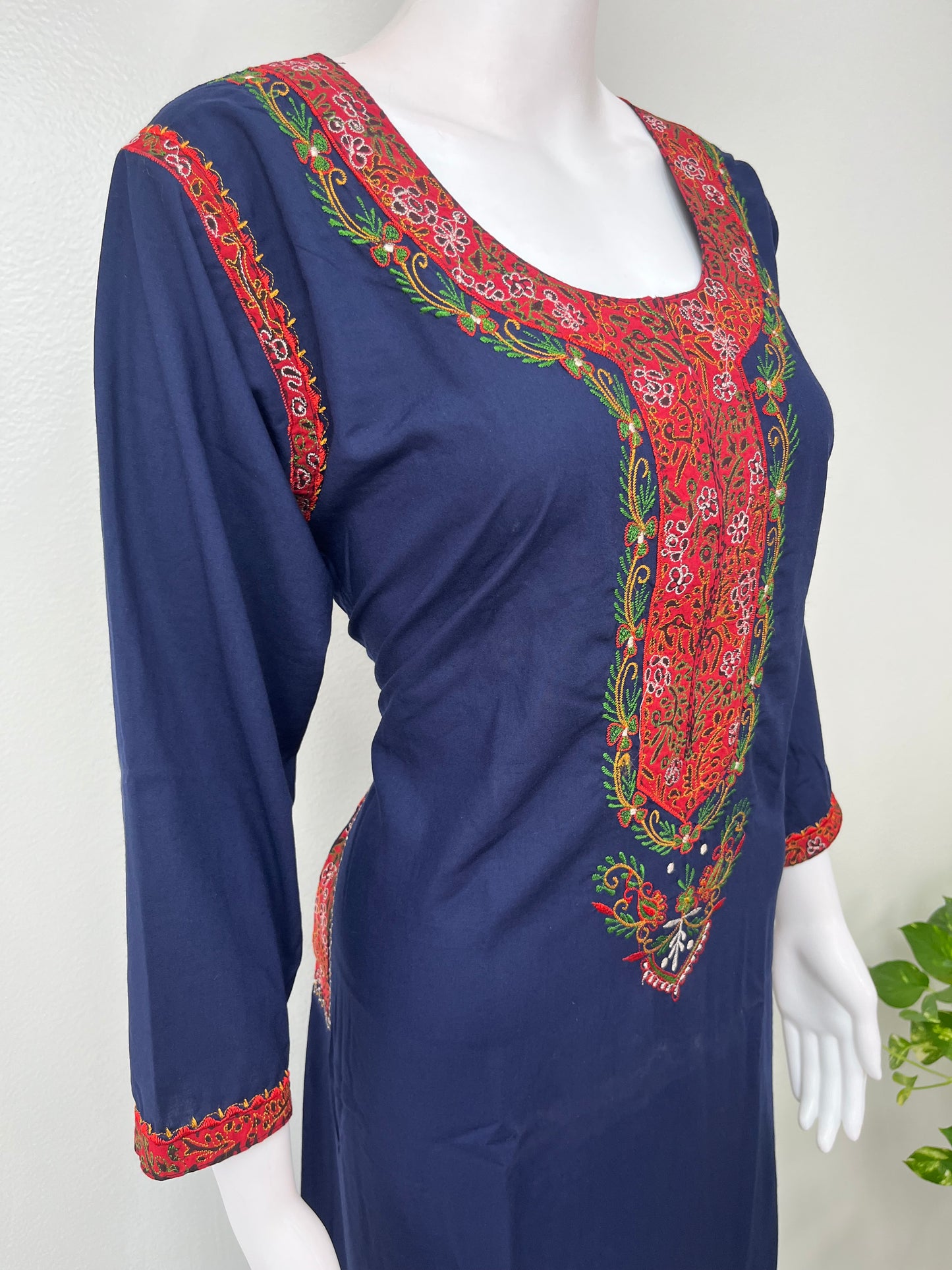 Navy Blue Elegant Comfort Bizzylizzy Nighty with 3/4th Sleeves