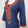 Navy Blue Elegant Comfort Bizzylizzy Nighty with 3/4th Sleeves