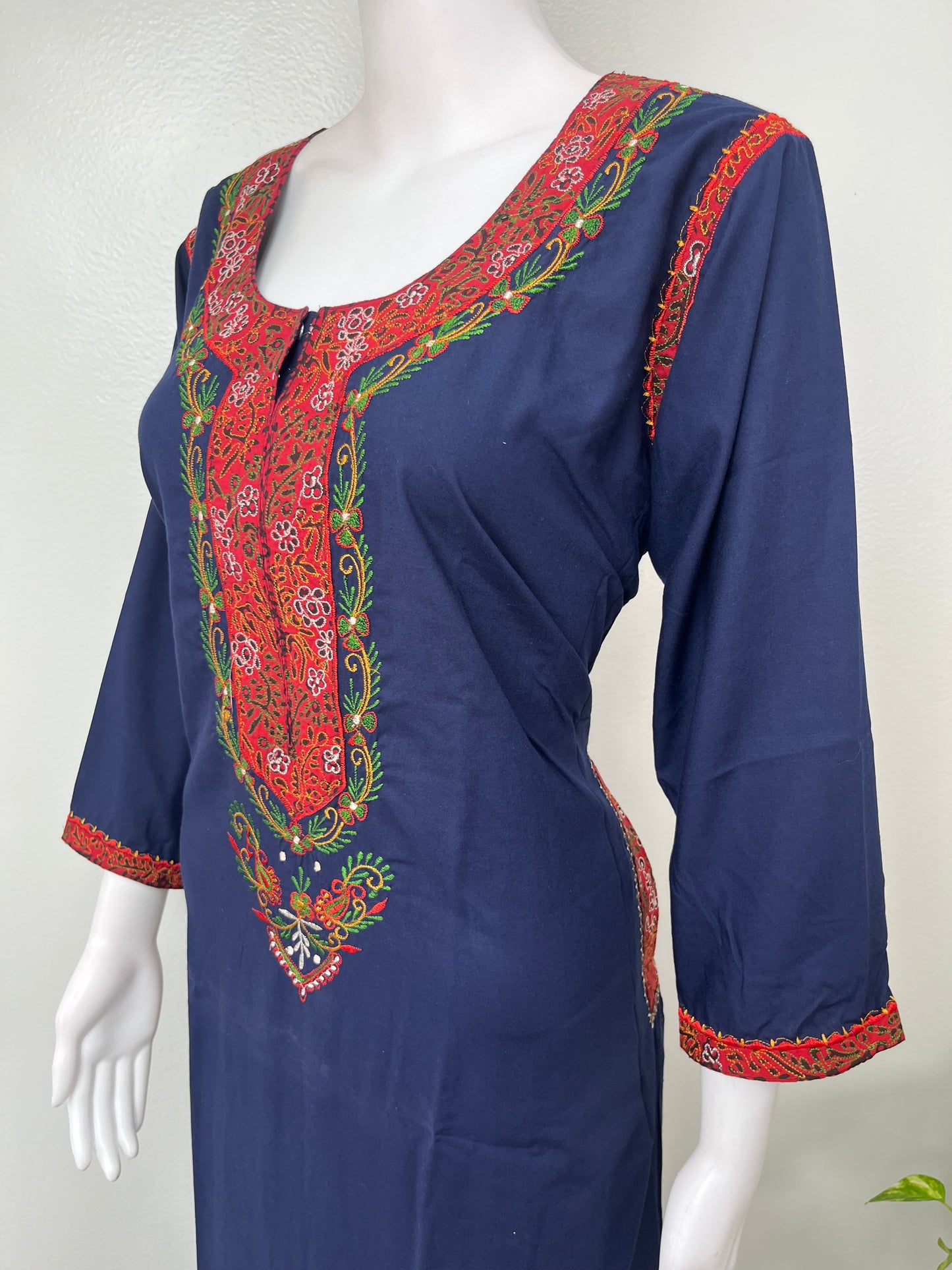 Navy Blue Elegant Comfort Bizzylizzy Nighty with 3/4th Sleeves