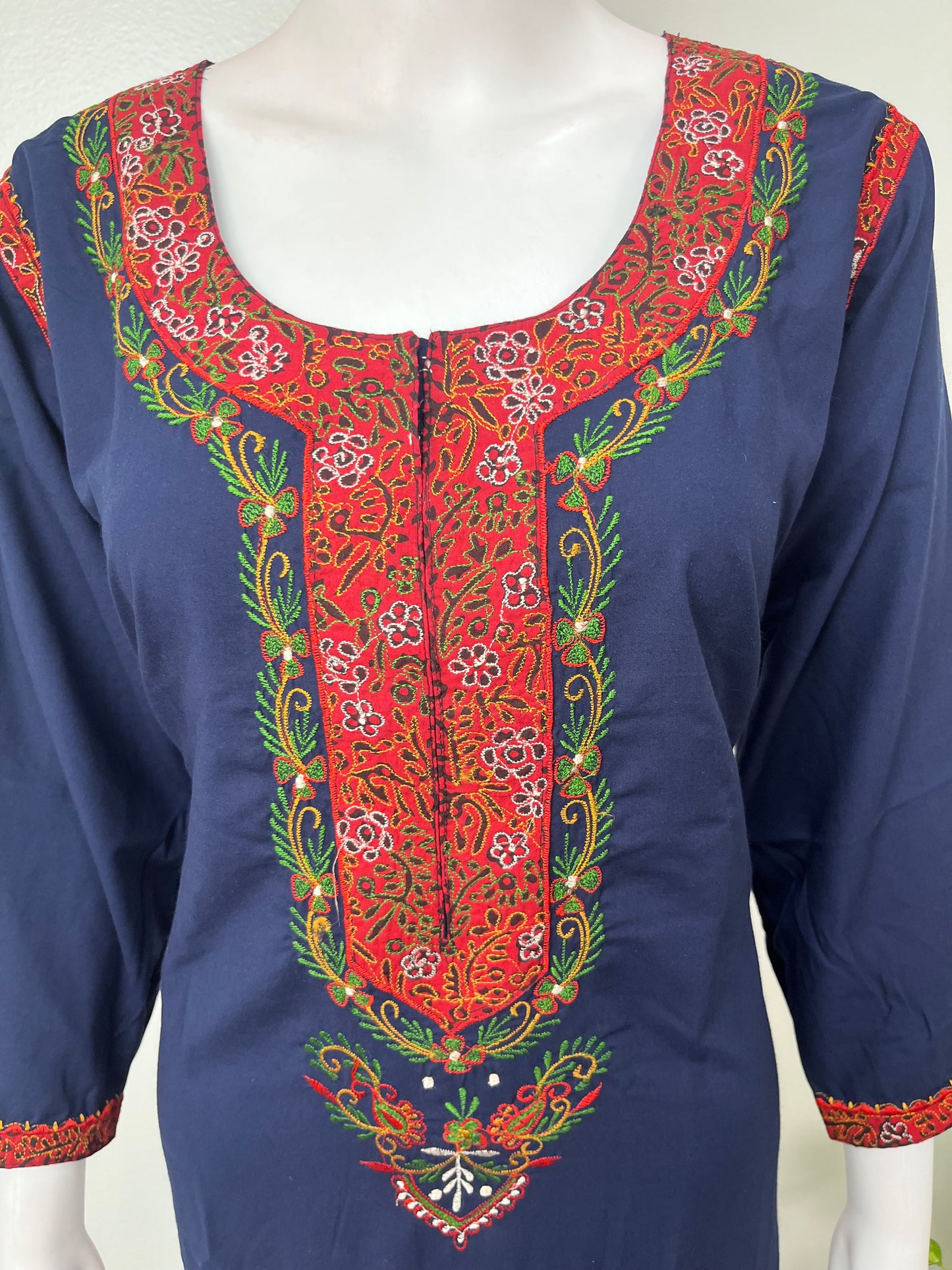 Navy Blue Elegant Comfort Bizzylizzy Nighty with 3/4th Sleeves