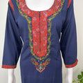 Navy Blue Elegant Comfort Bizzylizzy Nighty with 3/4th Sleeves