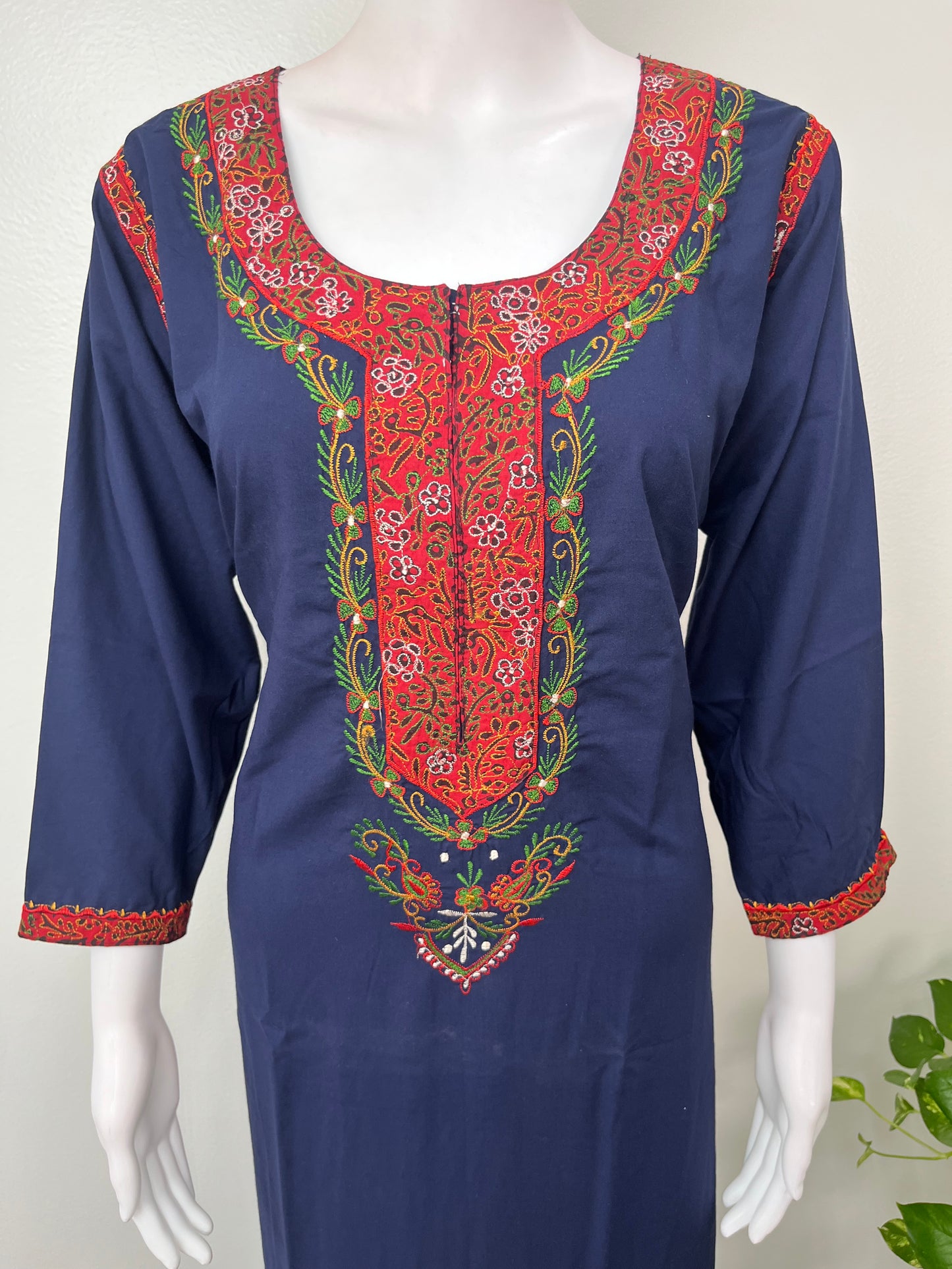 Navy Blue Elegant Comfort Bizzylizzy Nighty with 3/4th Sleeves