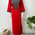 Crimson Red Soft & Stylish Bizzylizzy Nightgown with Long Sleeves