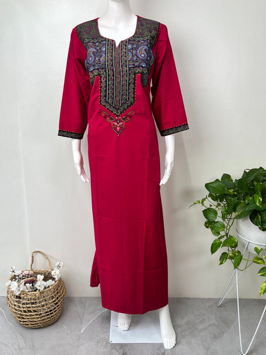 Hot Pink Elegant Comfort Bizzylizzy Nighty with 3/4th Sleeves
