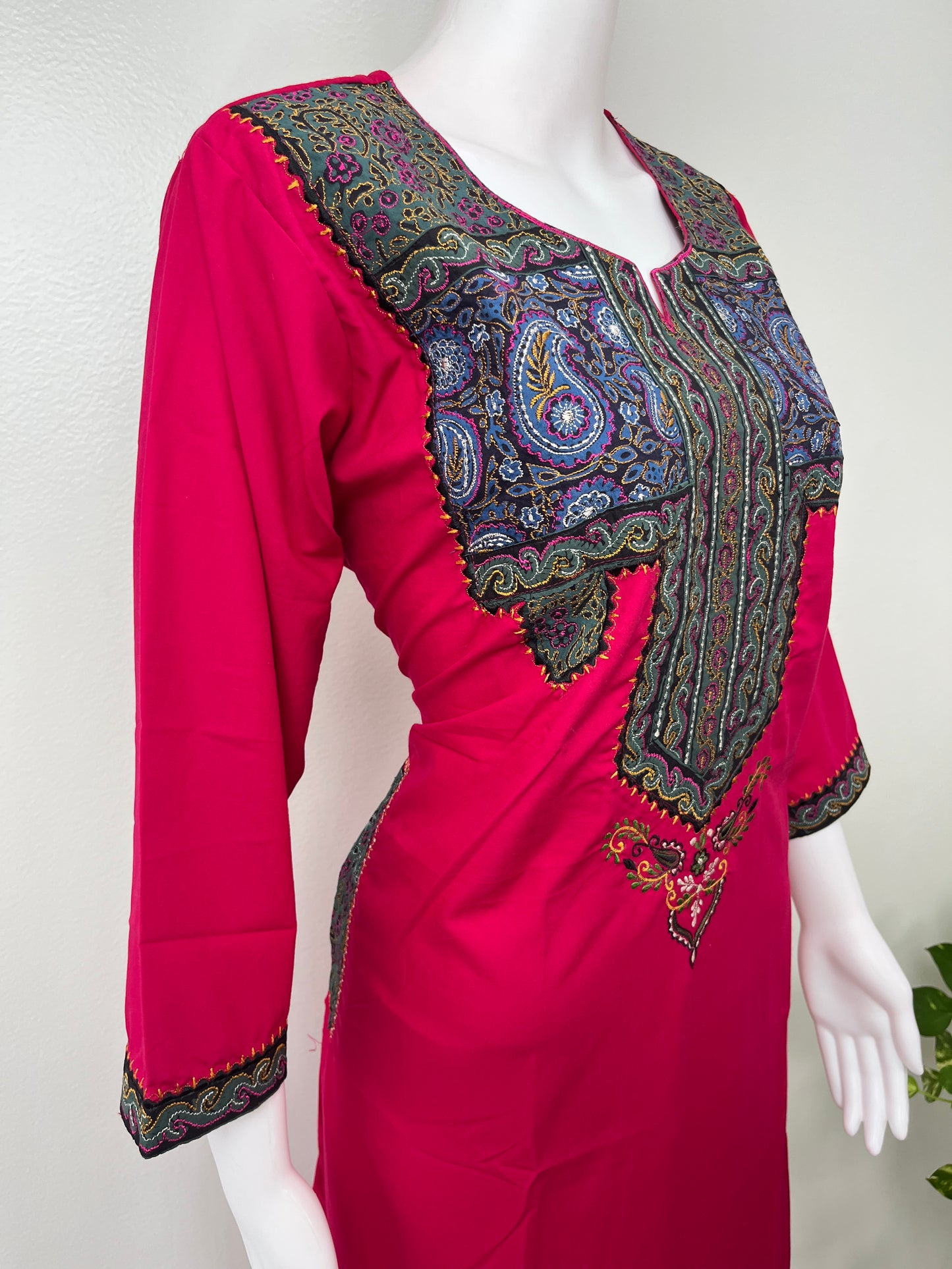 Hot Pink Elegant Comfort Bizzylizzy Nighty with 3/4th Sleeves