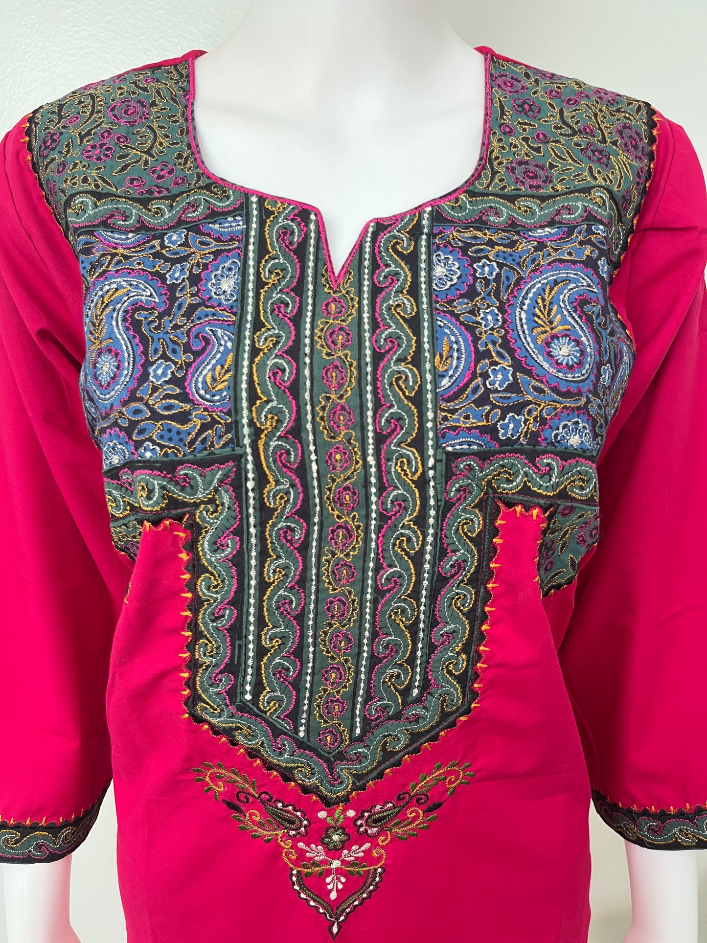 Hot Pink Elegant Comfort Bizzylizzy Nighty with 3/4th Sleeves
