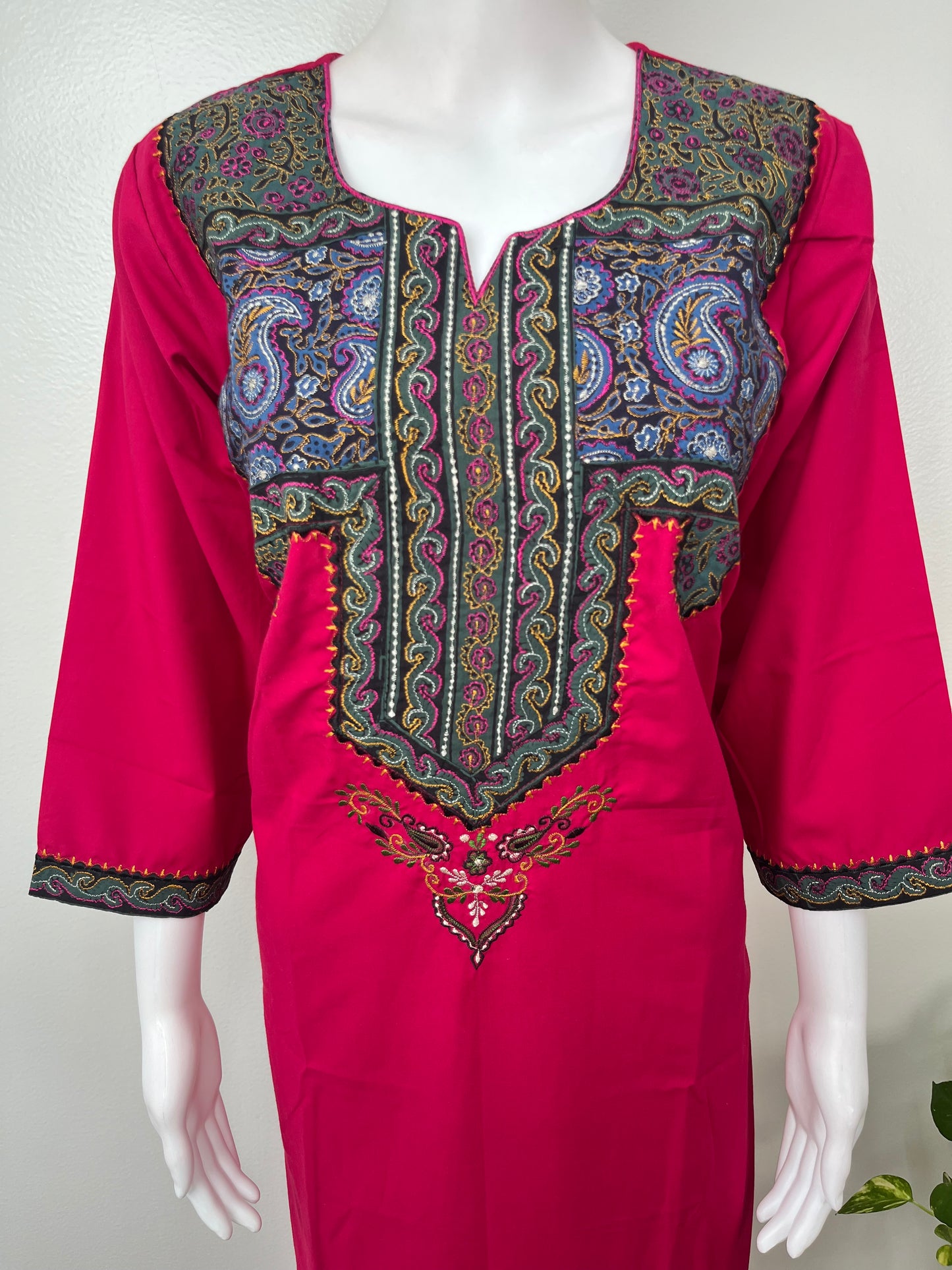 Hot Pink Elegant Comfort Bizzylizzy Nighty with 3/4th Sleeves