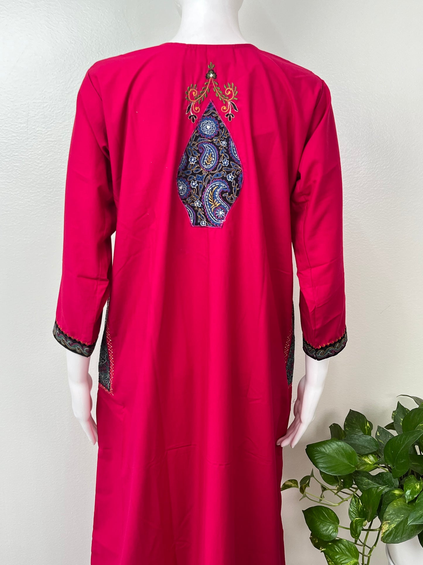 Hot Pink Elegant Comfort Bizzylizzy Nighty with 3/4th Sleeves