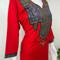 Crimson Red Soft & Stylish Bizzylizzy Nightgown with Long Sleeves