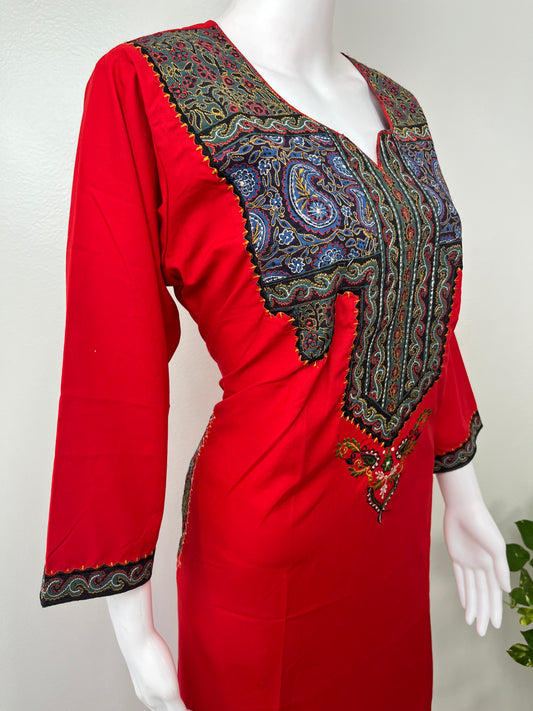 Crimson Red Soft & Stylish Bizzylizzy Nightgown with Long Sleeves