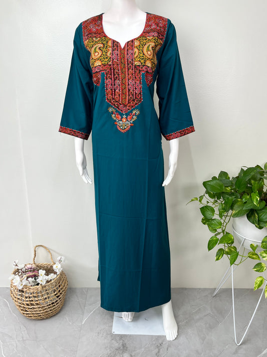 Teal Blue Delicate Embroidery Bizzylizzy Nightgown
