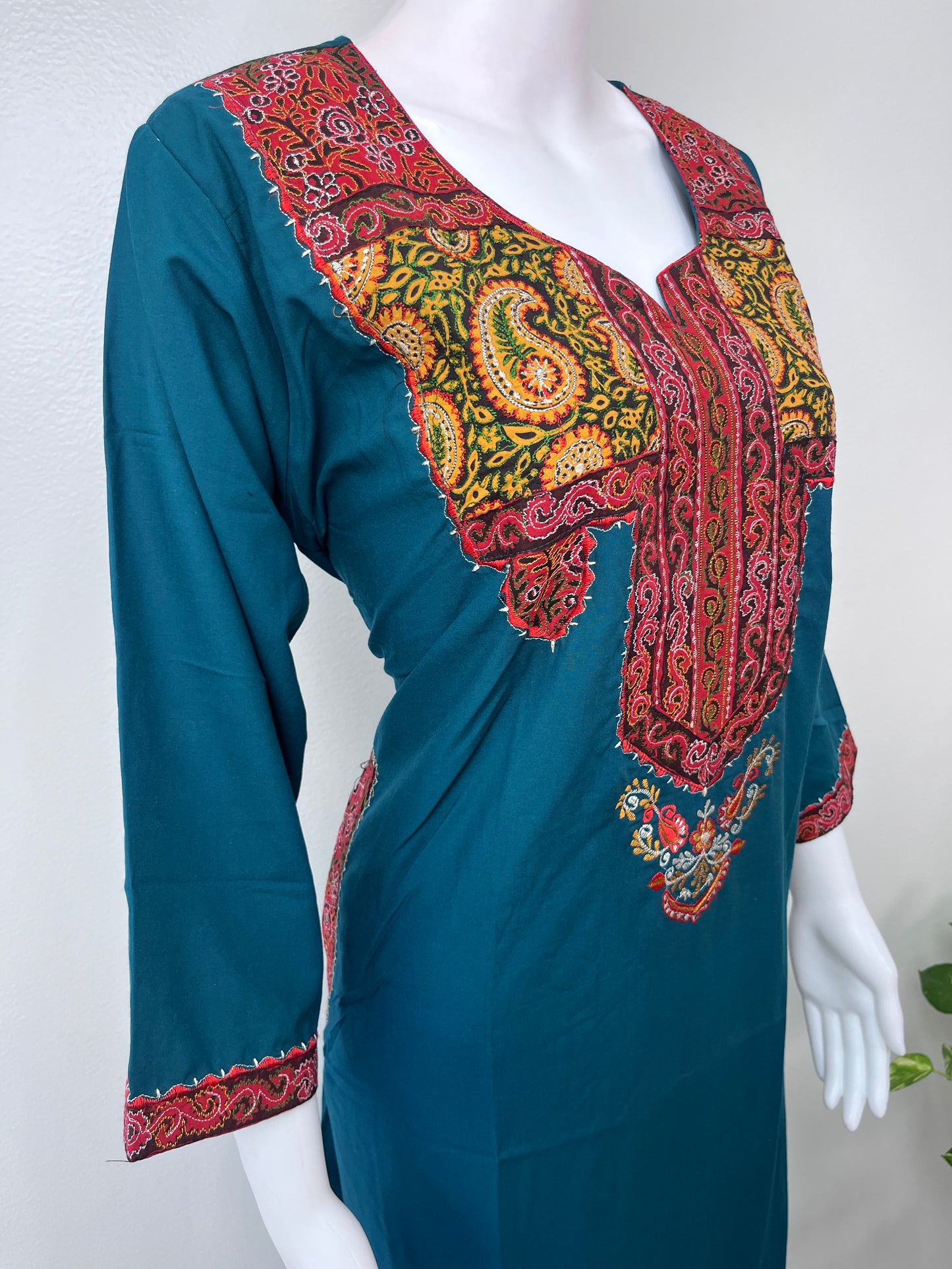 Teal Blue Delicate Embroidery Bizzylizzy Nightgown
