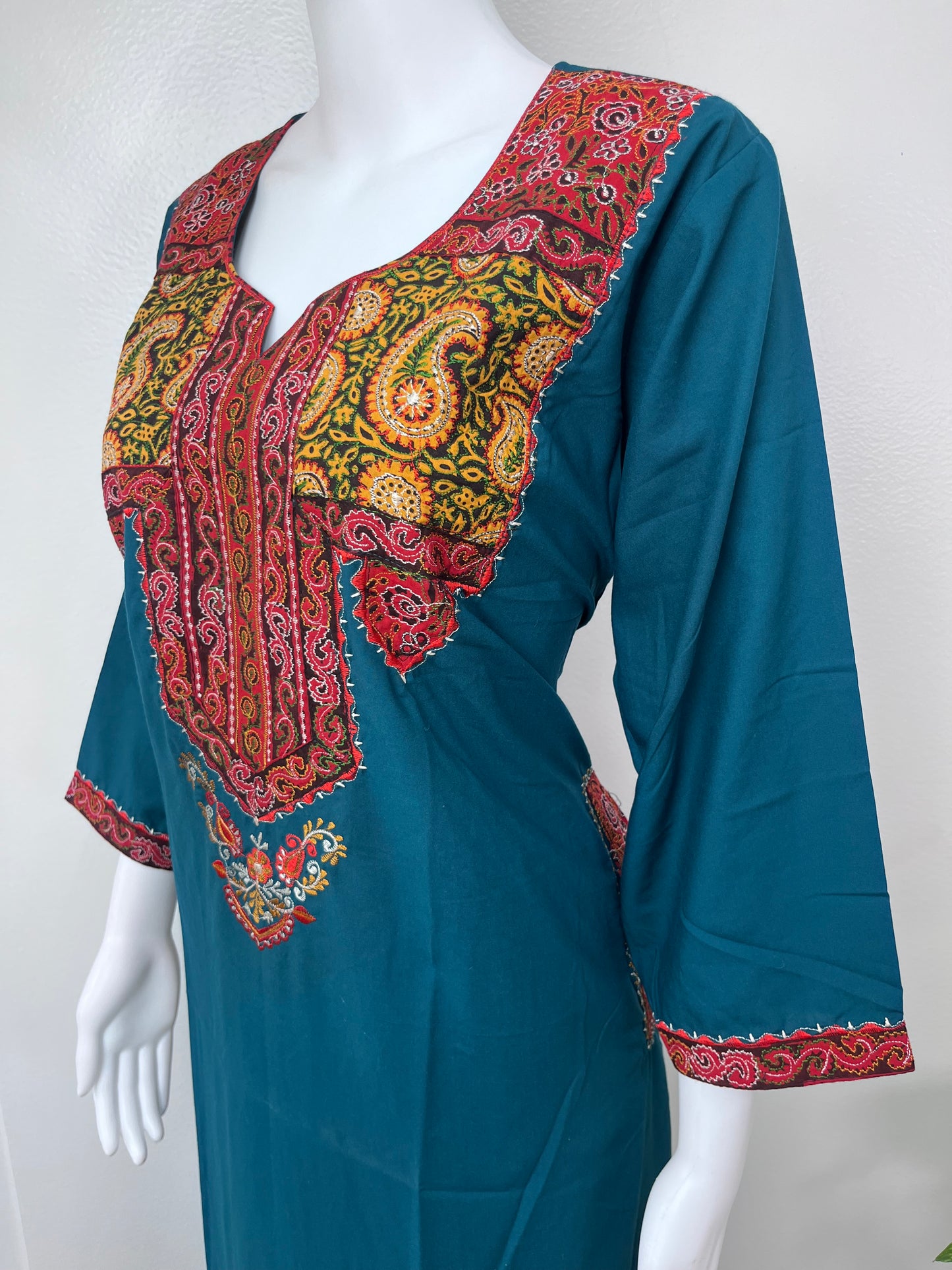 Teal Blue Delicate Embroidery Bizzylizzy Nightgown