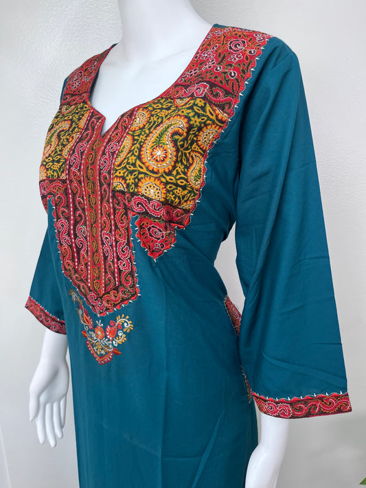 Teal Blue Delicate Embroidery Bizzylizzy Nightgown