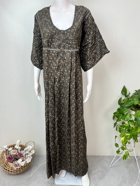 Gray Floral Printed Bizzylizzy Nightgown