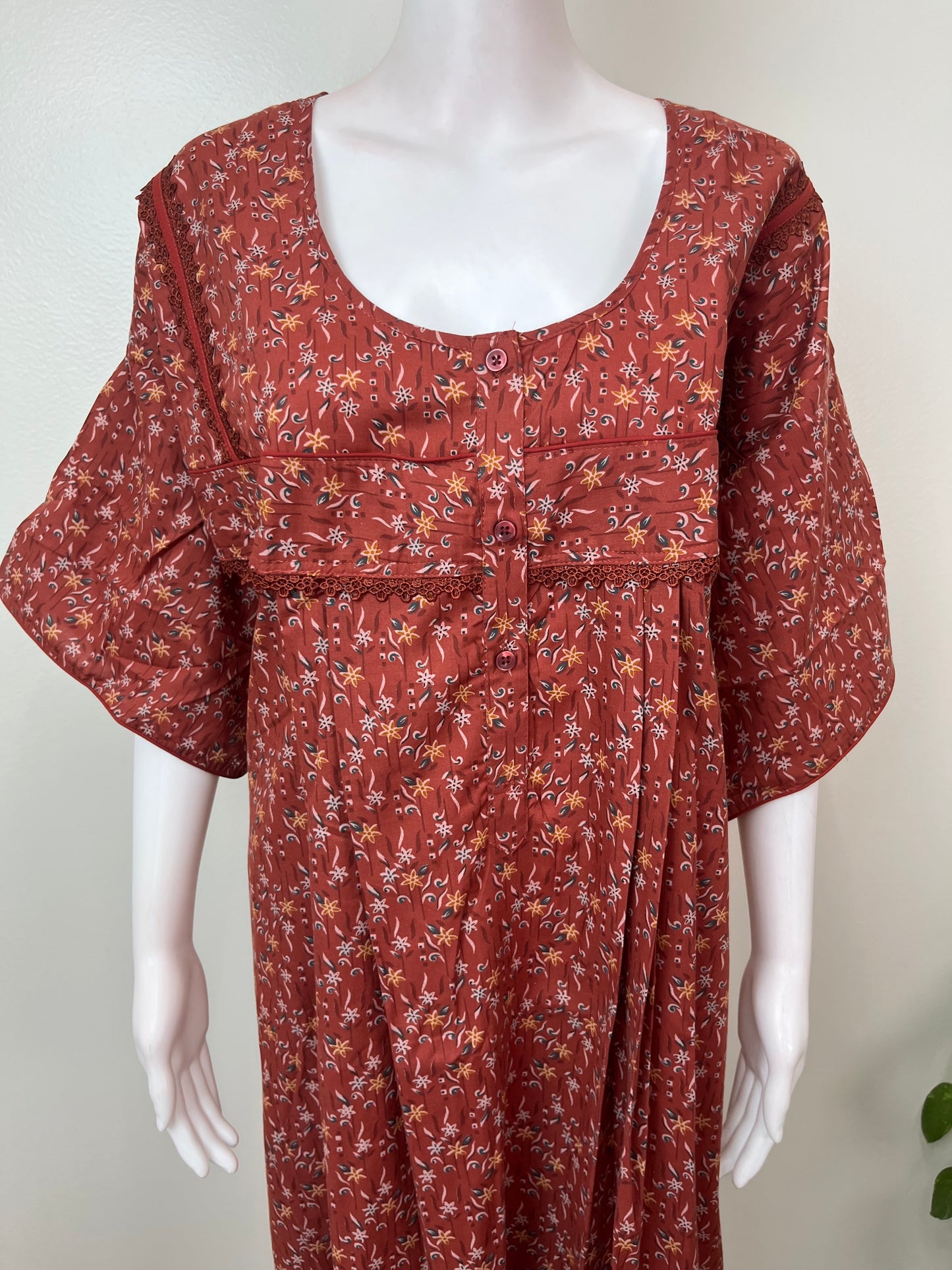 Maroon Bizzylizzy Fabric Women's Nighty